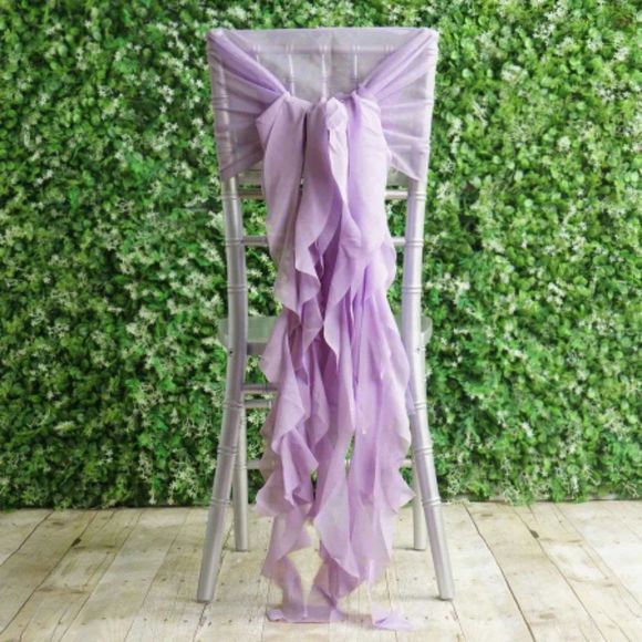 1 Set Pink Chiffon Hoods With Ruffles Willow 250 Chair Sashes - Picture 1 of 3